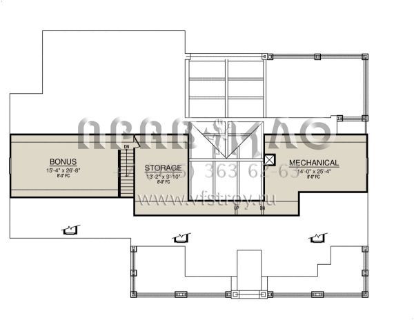 Проект двухэтажного дома с гаражом на три и более машин в стиле Ранчо S5-248 (5445-00357)