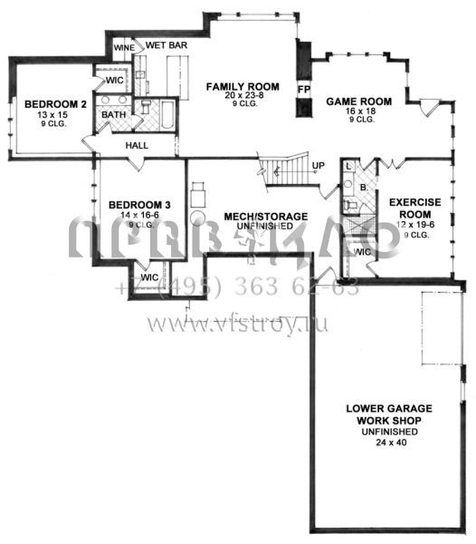 Проект одноэтажного дома с гаражом на три и более машин в стиле Ранчо S5-434 (098-00290)
