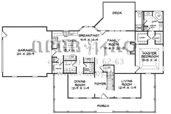 Проект двухэтажного дома с гаражом на две машины в стиле Ранчо S5-205 (6082-00095)