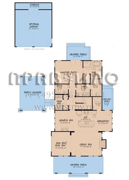 Проект двухэтажного дома с гаражом на две машины в американском стиле S5-219 (8318-00152)