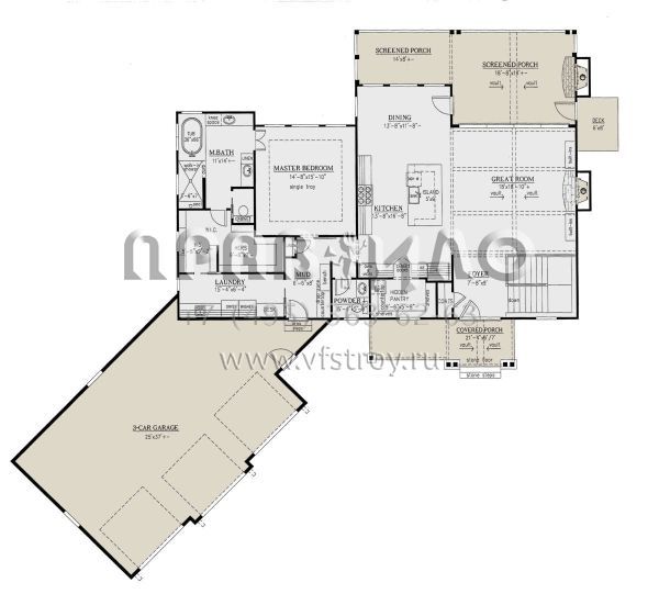 Проект одноэтажного дома с гаражом на три и более машин в американском стиле S5-290 (286-00113)