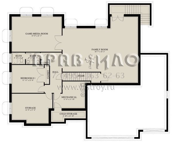 Проект одноэтажного дома с гаражом на три и более машин в стиле Ранчо S5-192 (2802-00196)