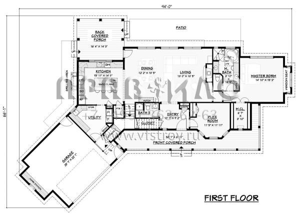 Проект двухэтажного дома с гаражом на две машины в стиле Ранчо S5-258 (3125-00024)
