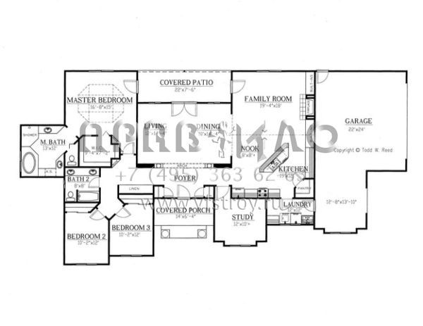 Проект одноэтажного дома с гаражом на две машины в прибрежном стиле S5-214 (286-00028)