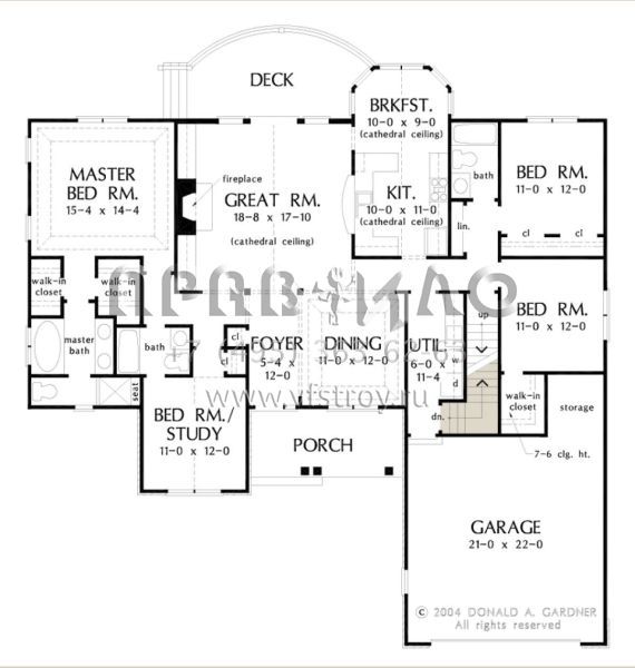 Проект одноэтажного дома с гаражом на две машины в американском стиле S5-183 (2865-00204)