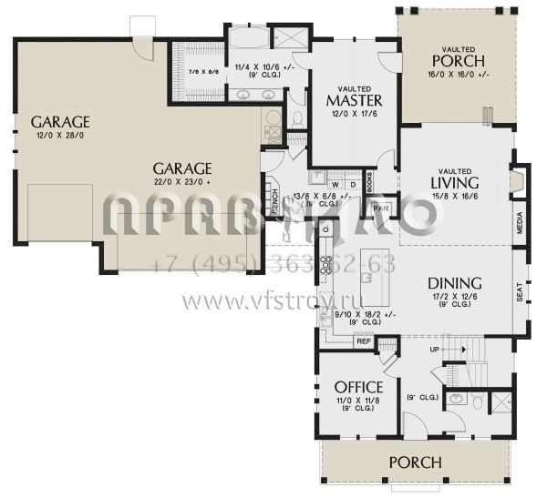 Проект двухэтажного дома с гаражом на три и более машин в современном стиле S5-213 (2559-00834)