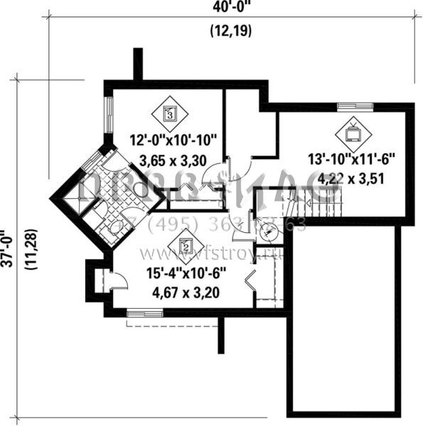 Проект одноэтажного дома с гаражом на одну машину в стиле Ранчо S5-141 (6146-00057)