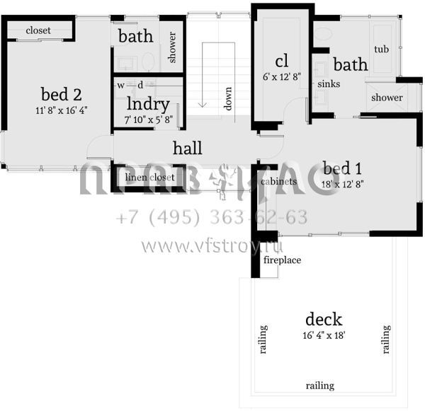 Проект двухэтажного дома с гаражом на две машины в стиле хайтек S5-211 (028-00039)