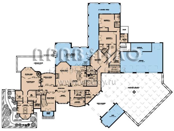 Проект двухэтажного дома с гаражом на три и более машин в английском стиле S5-758 (8318-00038)