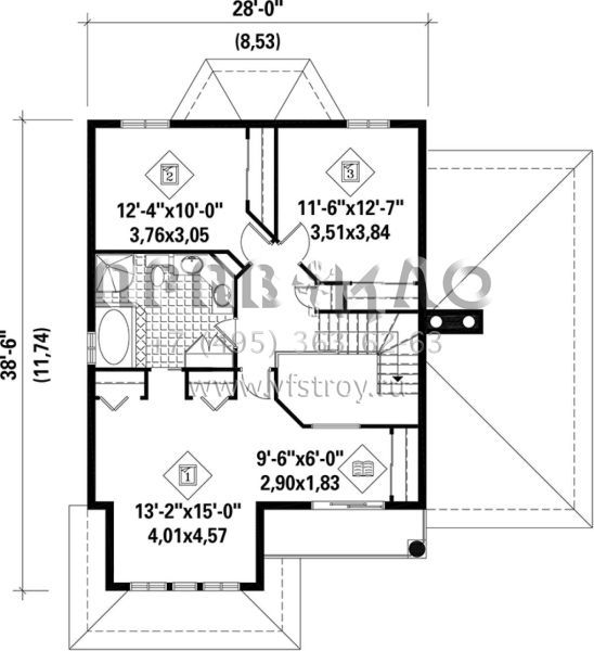 Проект двухэтажного дома с гаражом на одну машину в английском стиле S5-194 (6146-00162)