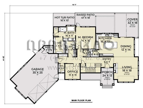 Проект двухэтажного дома с гаражом на две машины в современном стиле S5-330 (2464-00100)