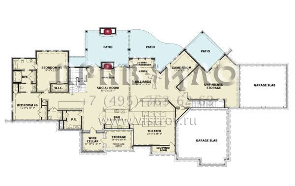 Проект двухэтажного дома с гаражом на три и более машин в американском стиле S5-883 (699-00375)