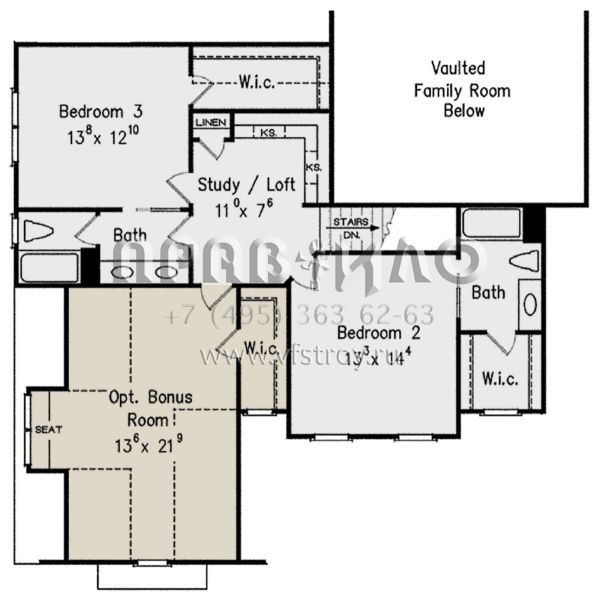 Проект двухэтажного дома с гаражом на две машины в стиле Ранчо S5-291 (8594-00245)
