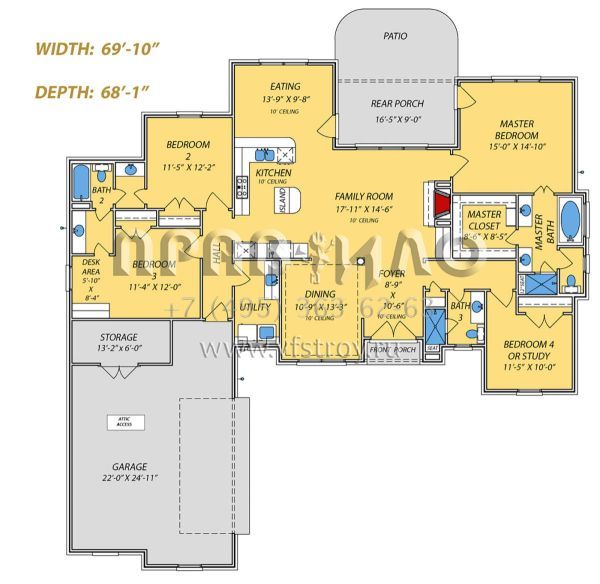 Проект одноэтажного дома с гаражом на две машины в стиле Ранчо S5-200 (9279-00011)