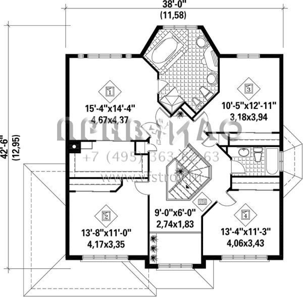 Проект двухэтажного дома с гаражом на две машины в английском стиле S5-251 (6146-00137)