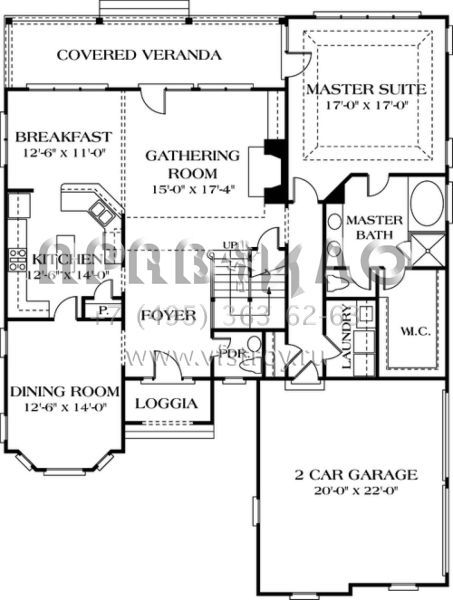 Проект двухэтажного дома с гаражом на две машины в стиле Ранчо S5-254 (3323-00168)