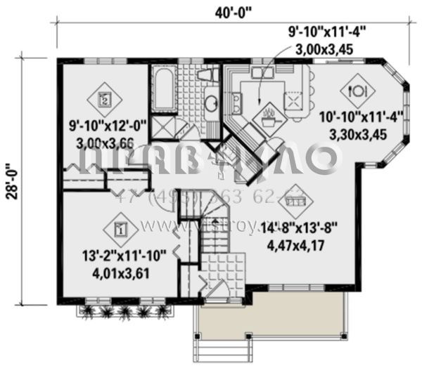 Проект одноэтажного дома без гаража в стиле Ранчо S5-94 (6146-00472)
