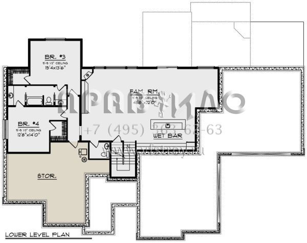 Проект одноэтажного дома с гаражом на три и более машин в американском стиле S5-409 (1020-00347)