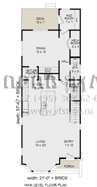 Проект трехэтажного дома без гаража в современном стиле S5-264 (940-00188)