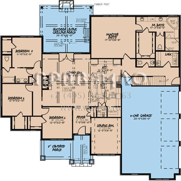 Проект двухэтажного дома с гаражом на три и более машин в американском стиле S5-237 (8318-00079)
