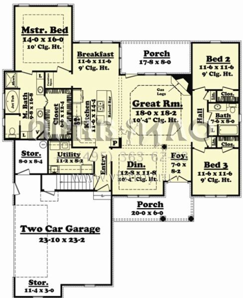 Проект одноэтажного дома с гаражом на две машины в английском стиле S5-186 (041-00045)
