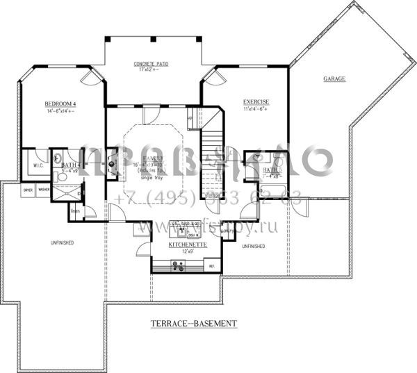 Проект одноэтажного дома с гаражом на три и более машин в стиле Ранчо S5-249 (286-00060)