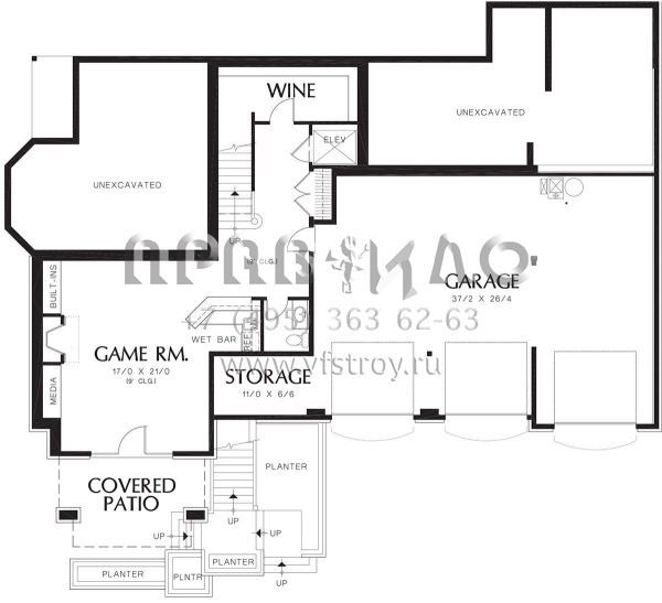 Проект двухэтажного дома с гаражом на три и более машин в американском стиле S5-442 (2559-00596)