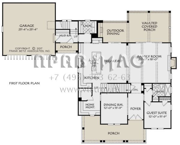 Проект двухэтажного дома с гаражом на две машины в стиле Ранчо S5-298 (8594-00010)