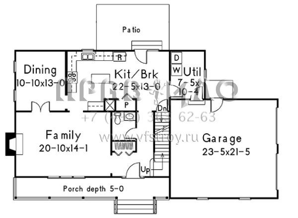 Проект двухэтажного дома с гаражом на две машины в стиле Ранчо S5-186 (5633-00223)