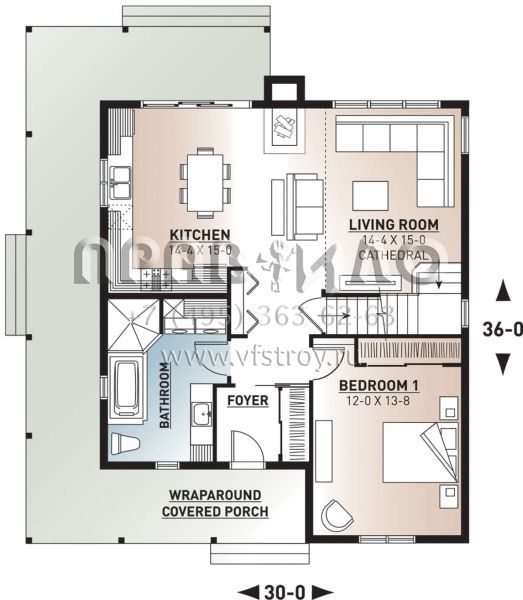 Проект двухэтажного дома без гаража в стиле Ранчо S5-150 (034-01256)