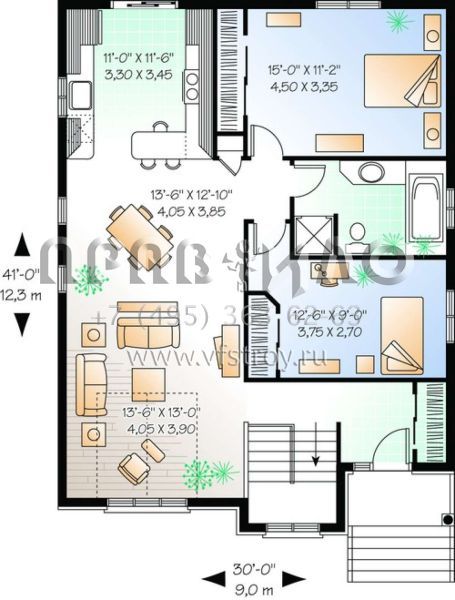 Проект одноэтажного дома без гаража в английском стиле S5-108 (034-00693)