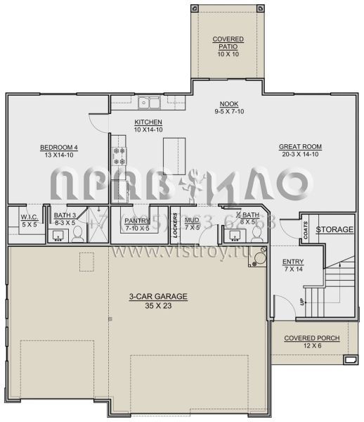 Проект двухэтажного дома с гаражом на три и более машин в прибрежном стиле S5-216 (7306-00022)