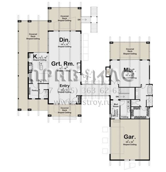 Проект двухэтажного дома с гаражом на две машины в современном стиле S5-206 (963-00731)