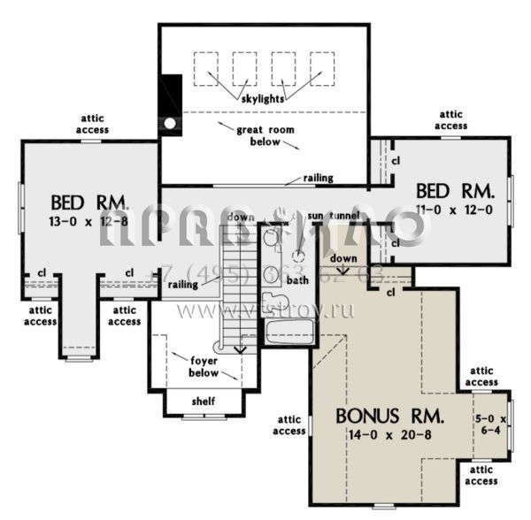 Проект двухэтажного дома с гаражом на две машины в стиле Ранчо S5-196 (2865-00036)
