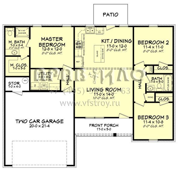 Проект одноэтажного дома с гаражом на две машины в современном стиле S5-114 (041-00285)
