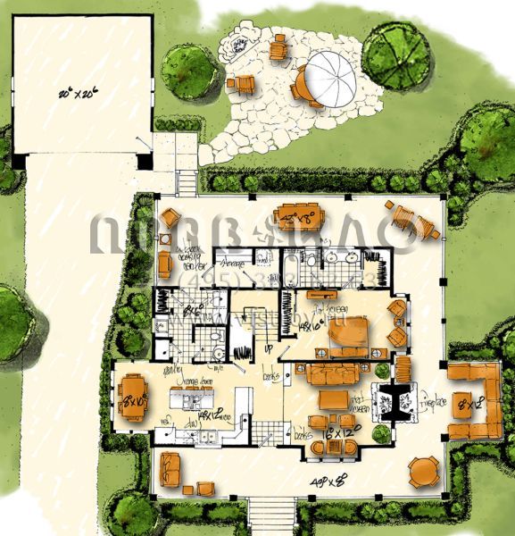 Проект двухэтажного дома с гаражом на две машины в стиле Ранчо S5-170 (1907-00042)