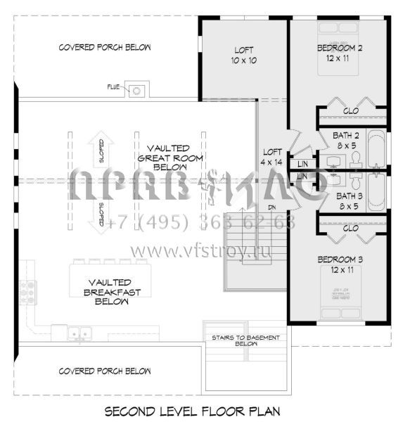 Проект двухэтажного дома без гаража в стиле Ранчо S5-237 (940-00391)