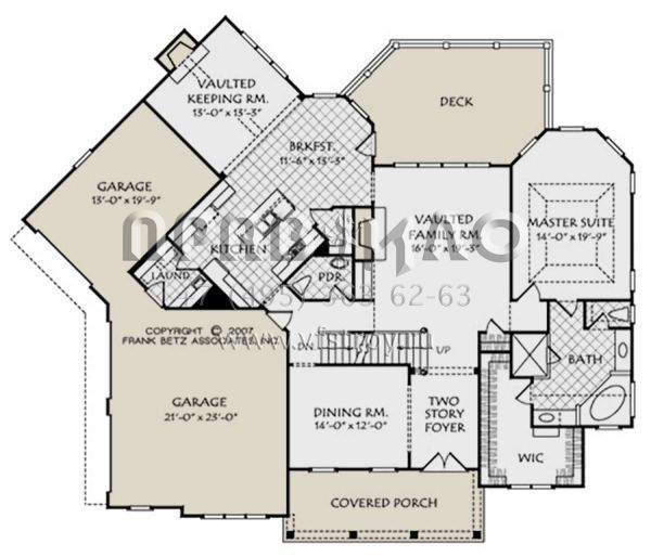 Проект двухэтажного дома с гаражом на три и более машин в стиле Ранчо S5-283 (8594-00058)