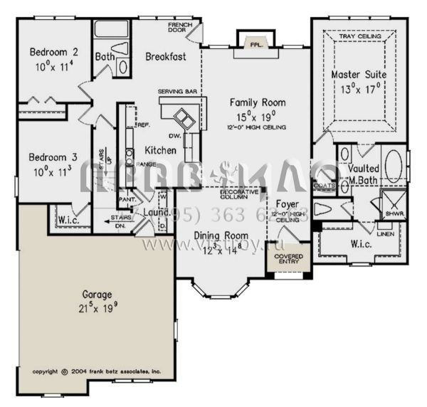 Проект одноэтажного дома с гаражом на две машины в стиле Ранчо S5-157 (8594-00322)