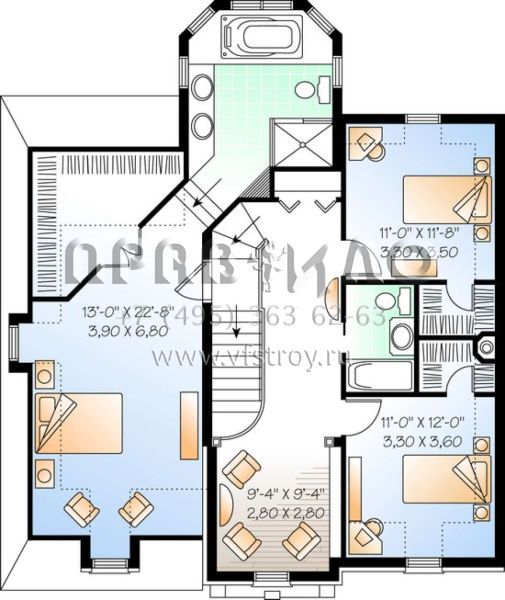 Проект двухэтажного дома с гаражом на одну машину в английском стиле S5-212 (034-00727)