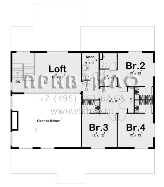 Проект двухэтажного дома без гаража в американском стиле S5-307 (963-00799)