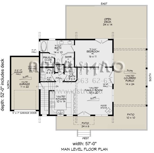 Проект двухэтажного дома с гаражом на одну машину в современном стиле S5-147 (940-00787)