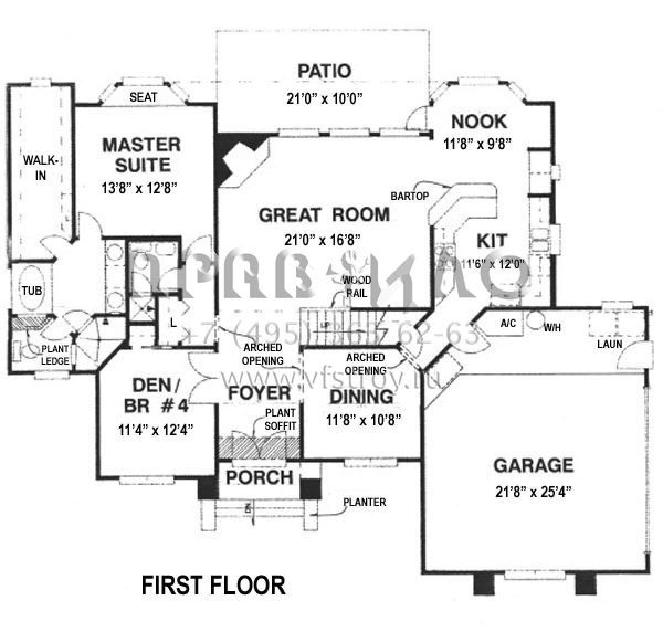 Проект двухэтажного дома с гаражом на две машины в стиле Ранчо S5-225 (4766-00062)
