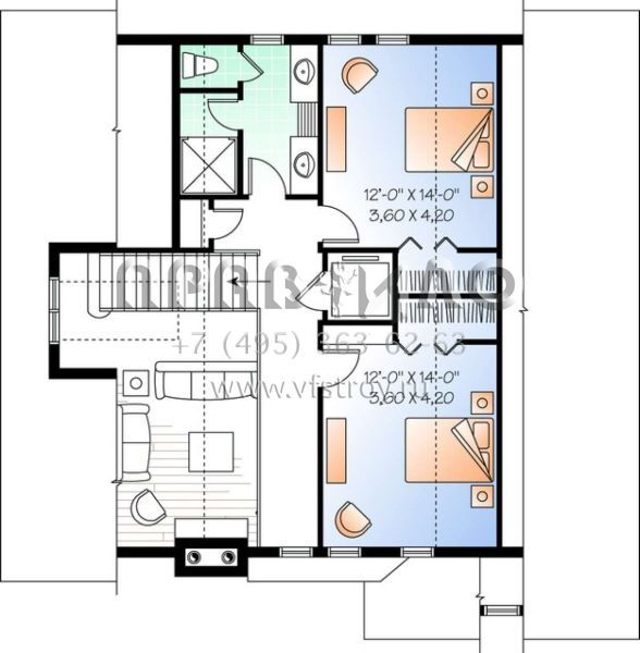 Проект двухэтажного дома с гаражом на две машины в стиле Ранчо S5-294 (034-00897)