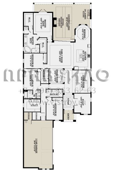 Проект одноэтажного дома с гаражом на три и более машин в прибрежном стиле S5-315 (5565-00112)