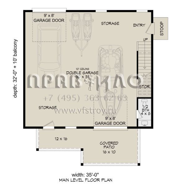 Проект двухэтажного дома с гаражом на две машины в прибрежном стиле S5-107 (940-00548)