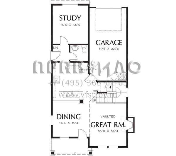 Проект двухэтажного дома с гаражом на одну машину в американском стиле S5-144 (2559-00248)