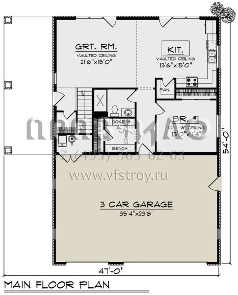 Проект двухэтажного дома с гаражом на три и более машин в стиле БарнХаус S5-174 (1020-00330)