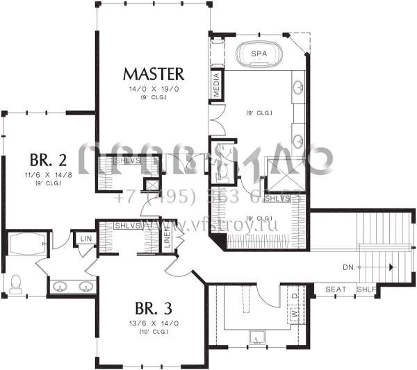Проект двухэтажного дома с гаражом на три и более машин в современном стиле S5-445 (2559-00607)