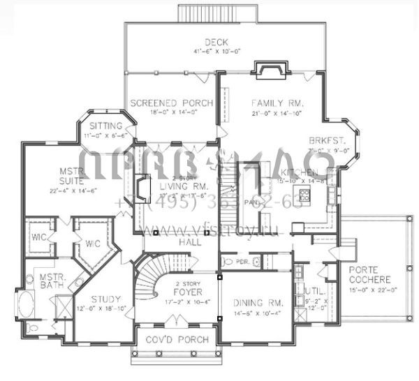 Проект двухэтажного дома с гаражом на три и более машин в стиле Особняк S5-443 (6819-00013)